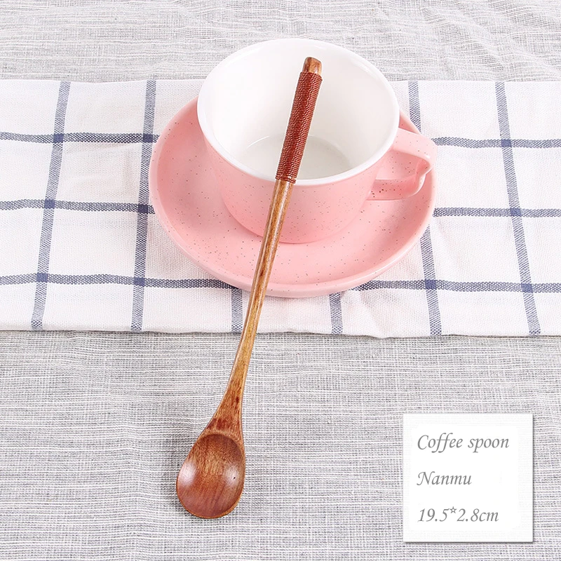 BalleenShiny Wooden Dessert Spoon Long Handle Wiring Coffee Stir Honey Milktea Scoop Cute Tableware Jam Cream Milktea Tools - Цвет: 11
