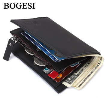 

Bogesi Short Male Wallet Card Holder Designer Famous Brand Small Genuine Leather Men Wallet Man Coin Pocket Purse Money MWS136