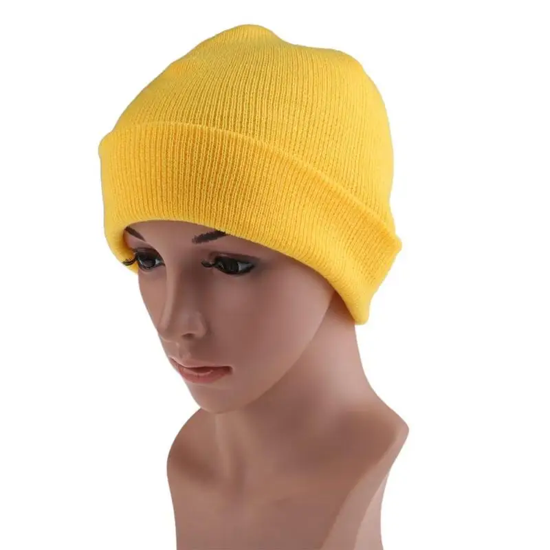 21 цвет Высокое качество шапки женские зимние шапочки одноцветные карамельные цвета для мужчин и женщин теплые манжеты простые Вязаные Лыжные длинные шапочки с черепом