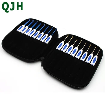 

16Pcs Blue&White Porcelain Handle Aluminum Crochet Hooks Set With Yarn Stitches Knitting Needles Hand Craft PU Weaving Toolkit