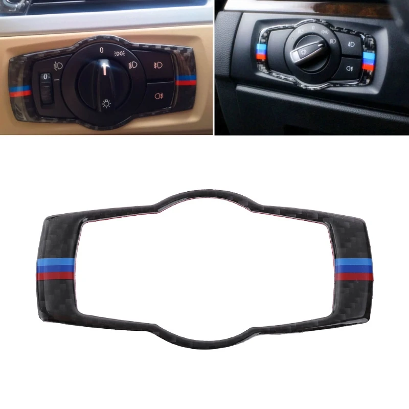 

Car-Styling Carbon Fiber Car Headlight Switch Button Frame Cover Trim For B-MW 3 series E90 Automobiles Interior Mouldings