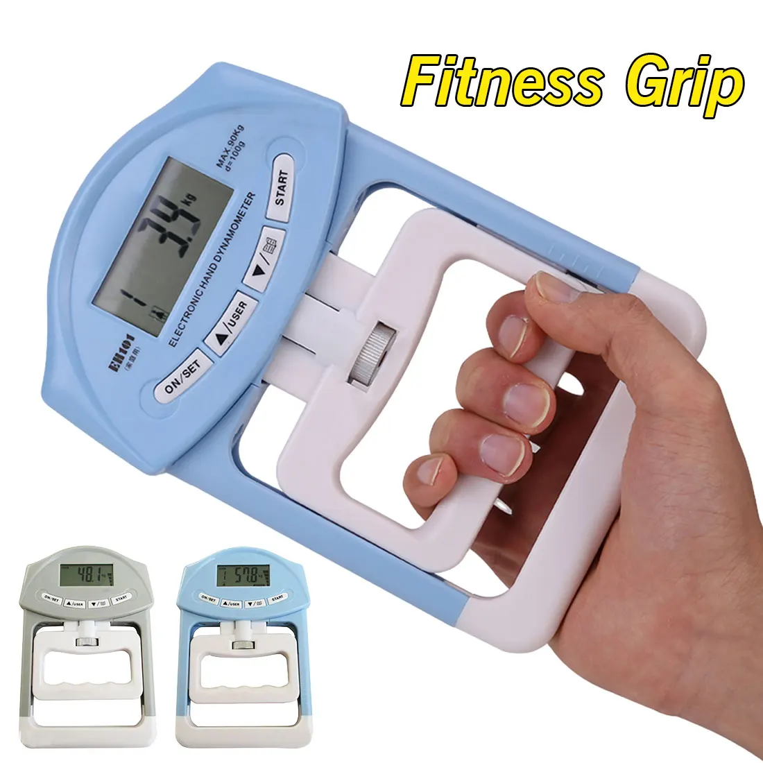 

90kg/198Ib Digital LCD Dynamometer Hand Grip Power Measurement Strength Meter for Body Building Gym Exercises
