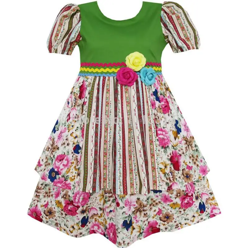 Girls Dress Princess Flower Green Cotton 2020 Summer Wedding Party Dresses Kids Clothes Size 4-10 Carnival Vestidos Robe Fille | Детская