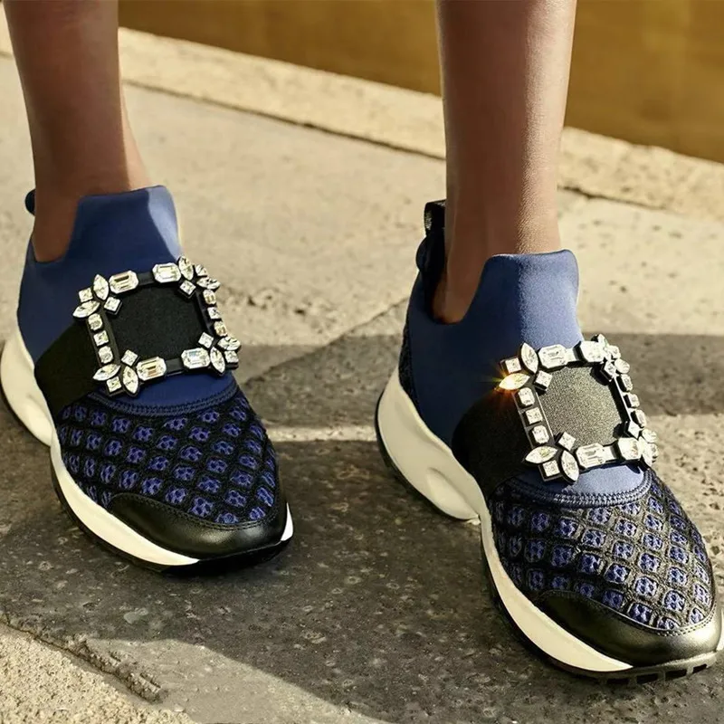 

New Crystal Buckle Casual Sneakers Women Slip on Shoes Woman Design Sneakers Zapatos De Mujer Tenis Feminino Woman Sneakers