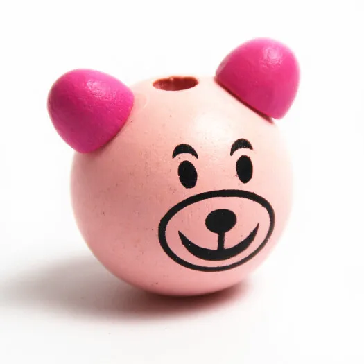 20 шт 3D Медвежонок шарик улыбающееся лицо деревянная Соска с бусами зажим и ювелирные изделия для деревянных мультяшных детей - Цвет: Color 1