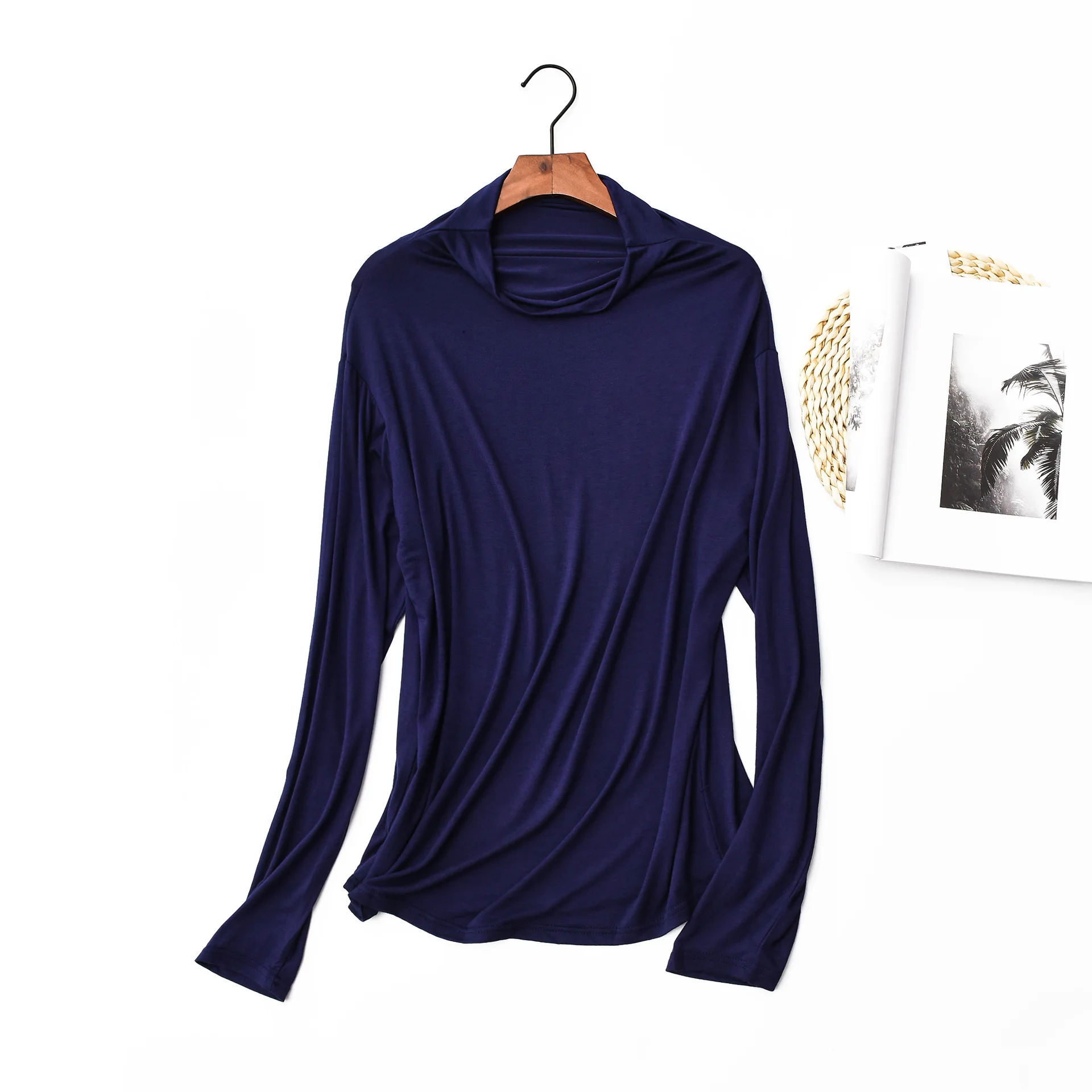 Женская футболка Харадзюку футболка с длинным рукавом Женские топы модная Рабочая Блуза свободная футболка Camiseta Mujer - Цвет: dark blue
