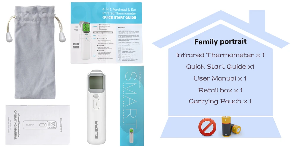 ELERA детский инфракрасный термометр, цифровой ЖК-дисплей, измерение тела, лоб, ухо, Бесконтактный, для детей, взрослых, температура тела, IR Termometro