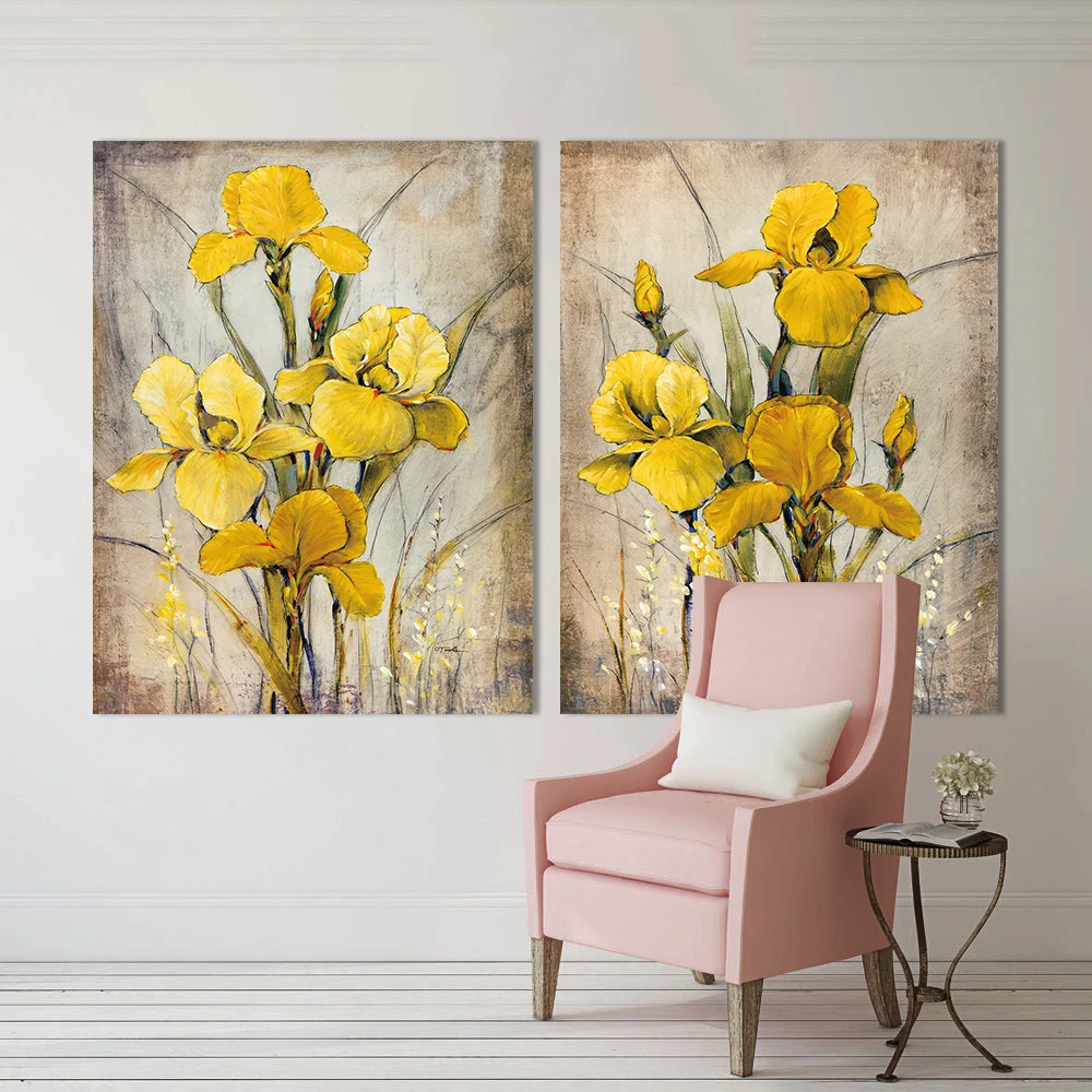 WANGART принты картин на стену, винтажная Печать на холсте, масло орхидеи, картина, настенные картины для гостиной, цветок, без рамы, для дома