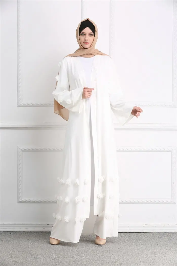 Elegant Abaya Women Robe Gowns Long Muslim Cardigan Femme Kaftan Dubai Islamic Hijab Dress Caftan Turkey Clothing Outwear Ladies