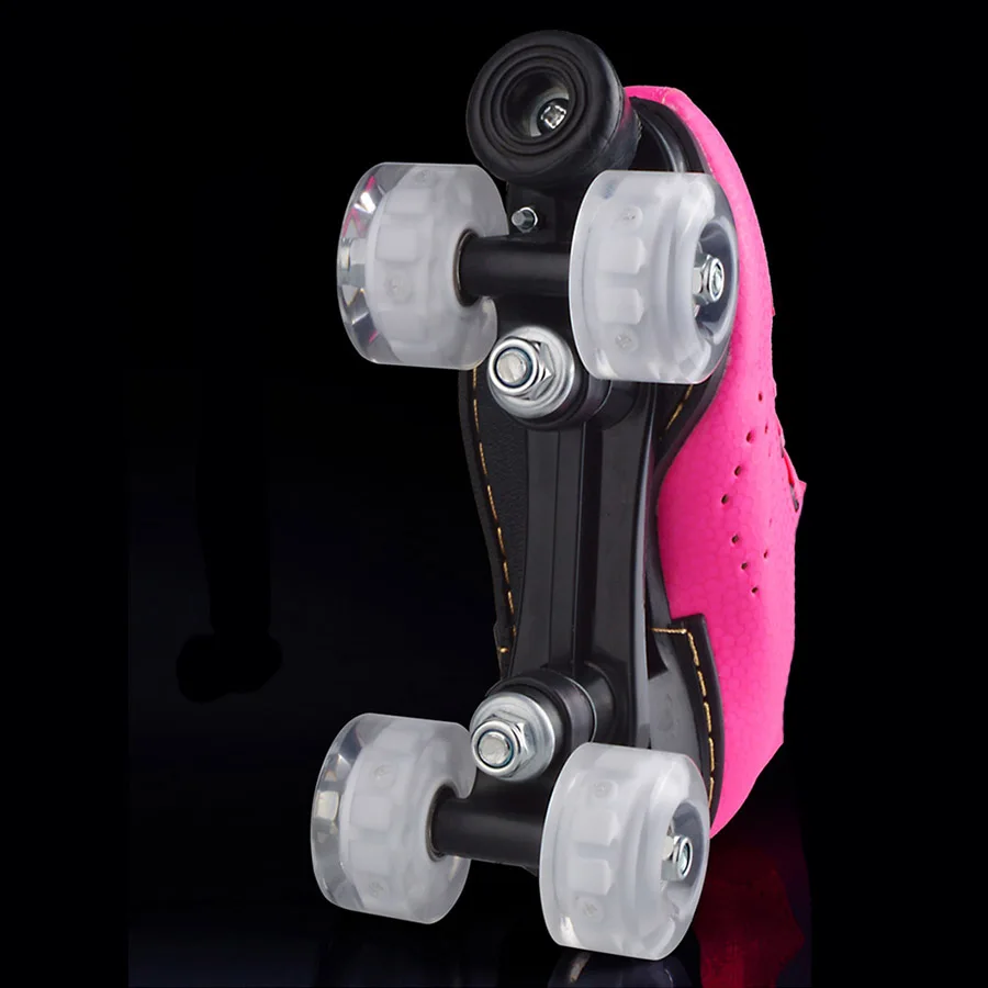 Japy زلاجات دوارة مزدوجة خط الجليد النساء الإناث سيدة الكبار مع LED الإضاءة بو 4 عجلات اثنين خط أحذية التزلج Patines