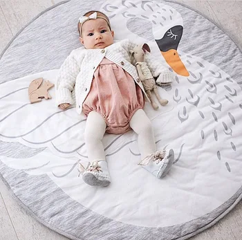 

90CM Kids Play Game Mats Round Carpet Rugs Cotton Animals Play Mat Newborn Infant Crawling Blanket Floor Carpet Baby Room Decor