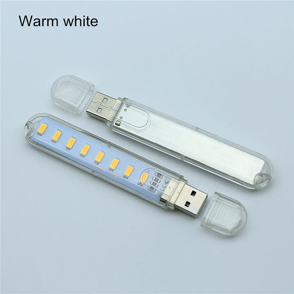 Mini 5V USB LED Book Night Light 8LEDs 4W Camping Lamp Reading Bulb For Laptop PC Computer Notebook Mobile Power Bank Charger
