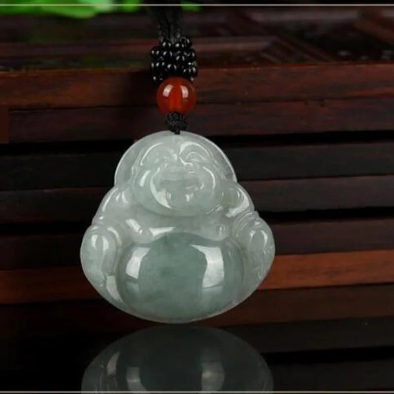 Fine Jewelry высокое качество натурального нефрита подвеска «Будда» зеленый ожерелье с элементами бобовидной формы изделия для Для мужчин lucky
