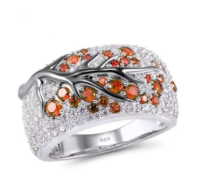 Романтическое серебряное заполнены кольца для Для женщин создан Hiny розовое дерево CZ женские Кольцо 925 пробы Серебряные вечерние модные шикарные, ювелирное изделие, подарок - Цвет основного камня: 6