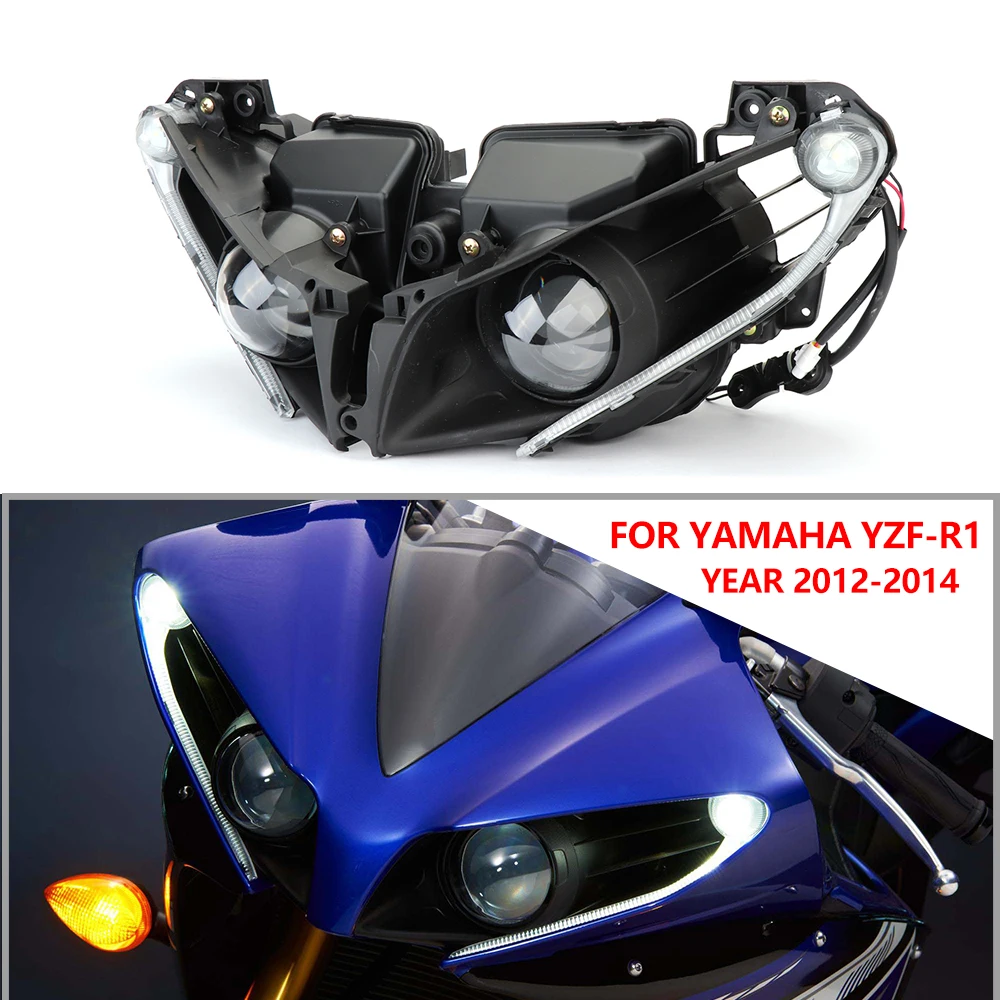 Головной светильник KEMiMOTO для Yamaha YZF R1 YZF-R1 2012 2013, головной светильник, прозрачные аксессуары для мотоциклов