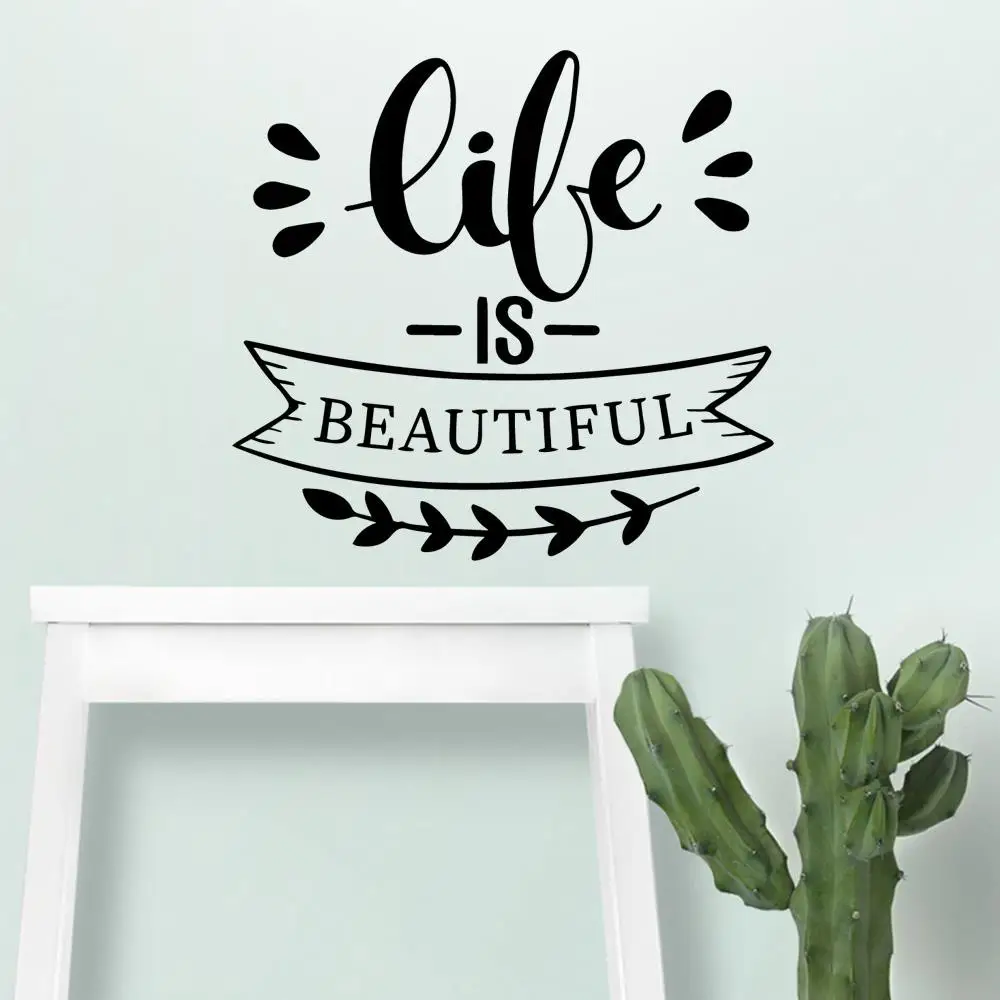 

Drop Shipping life is beautiful Vinyl Kitchen Wall Stickers Wallpaper For Kids Rooms Mural Home Decor Vinyl Art Decal