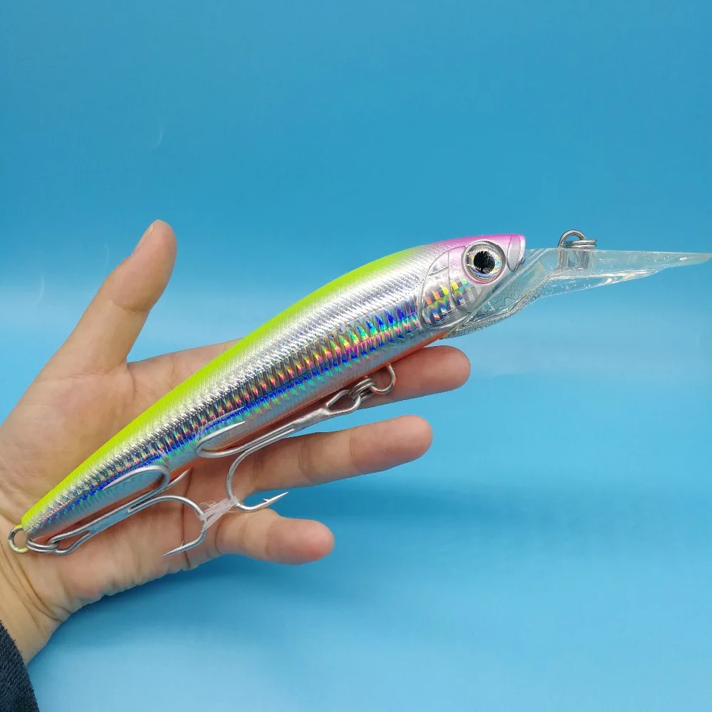 baratas TSURINOYA 1 PÇS LOTE Grande Mar Minnow Isca De Pesca 80g 180mm Deep Sea Corrico Pesca isca isca dura