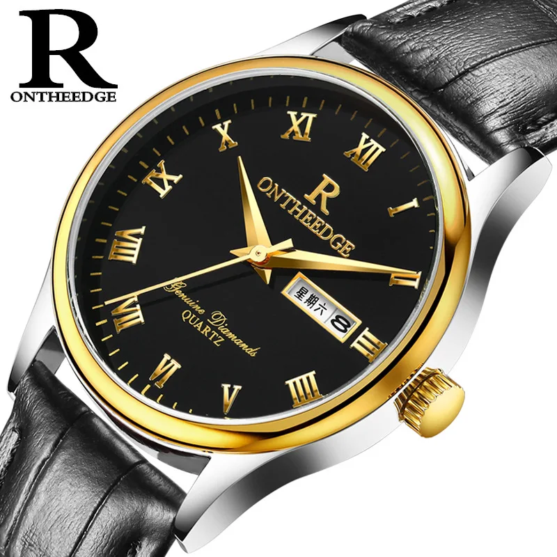 

RZY010 Fashion Casual Sport Clock Men Wristwatches Leather Ultra Thin Men's Watches Luxury Brand Business Quartz Watch Relogio