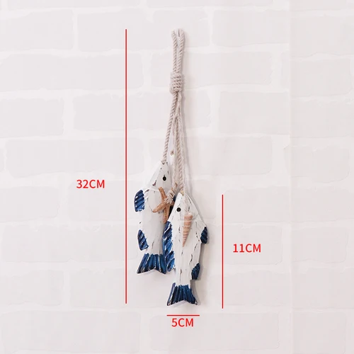 American Country Retro Mediterranean Wooden Creative Fish Hanging Wall Ornaments Restaurant Wall Decoration Murals Accessories - Цвет: white