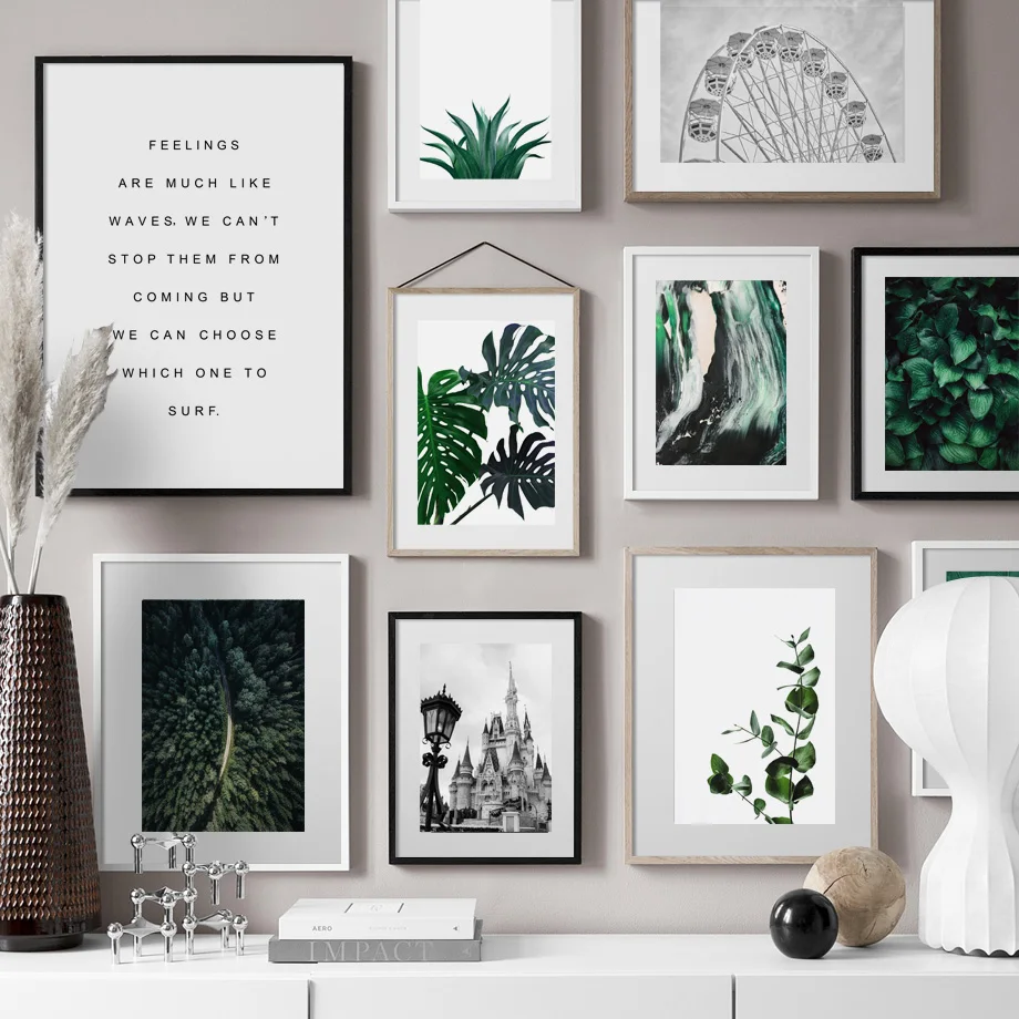 

Fresh Plant Leaves Monstera Forest Castle Nordic Posters And Prints Wall Art Canvas Painting Wall Pictures For Living Room Decor