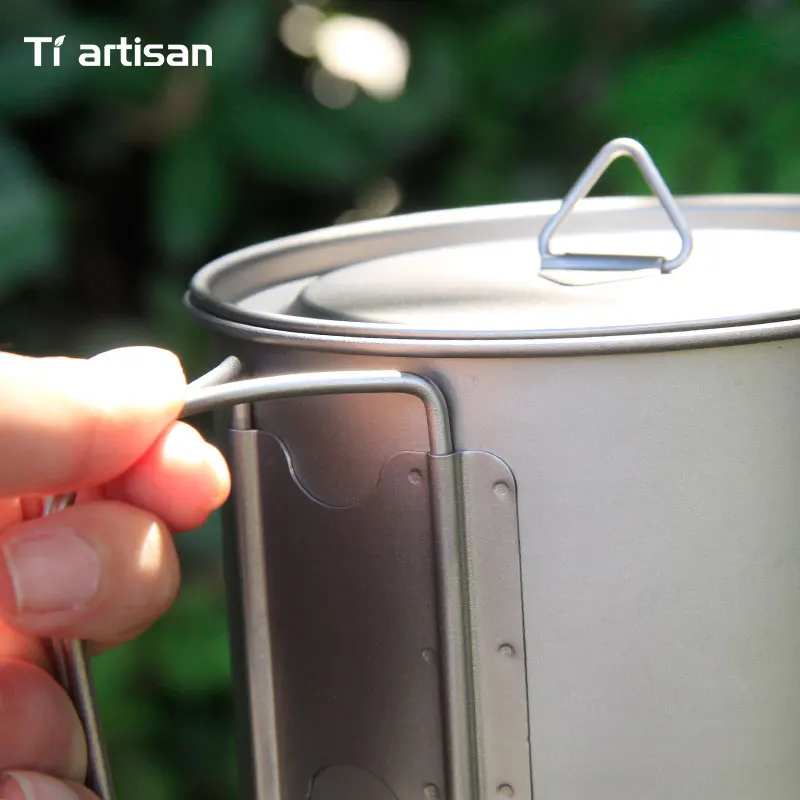 Tiartisan 900ml Pure Titanium Pot Outdoor Camping Ultralight Titanium Bowl with Cover larger Capacity Picnic Cookware