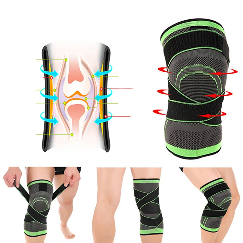 Relief Knee Compression Sleeve Pad with Adjustable Strapping for Pain