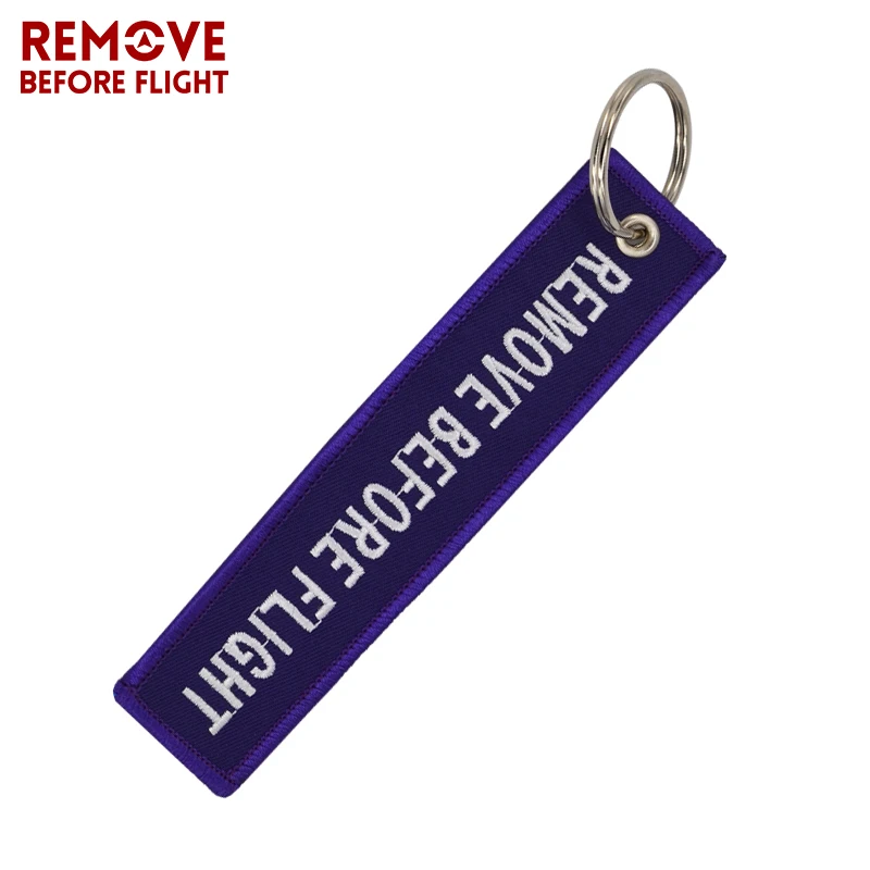 2017 Fashion Jewelry Keychain for Cars OEM Motorcycles Key Chains Purple Embroidery Key Fobs REMOVE BEFORE FLIGHT Key Chain Tag (7)