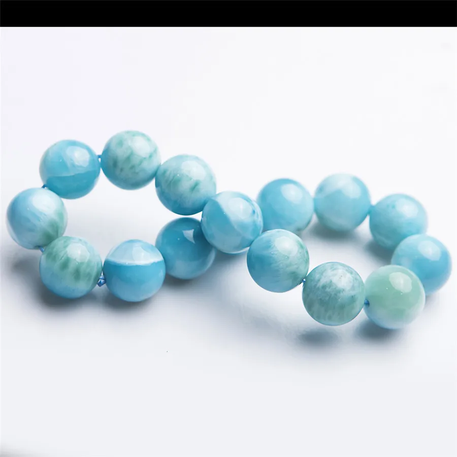 13mm Genuine Blue Natural Larimar Bracelet Healing Gemstone Crystal Fitness Woman Men Round Bead Bracelet Drop Shipping AAAAAA (3)