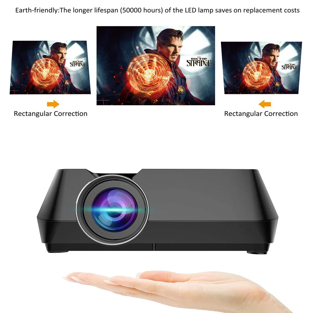 

S8 Wired Portable LED Mini Projector Projector Screen More Stable than WIFI Beam Jun15