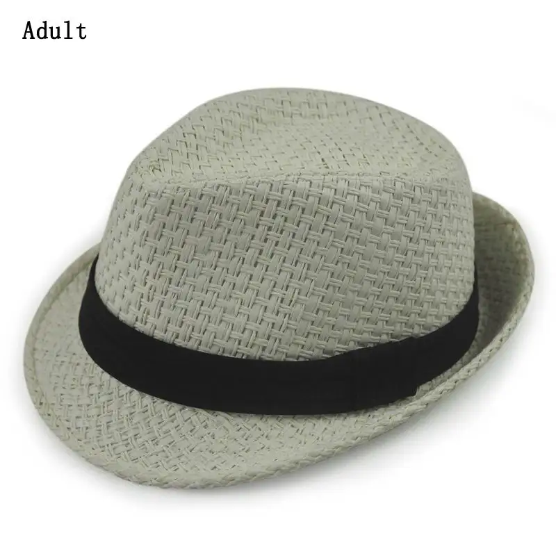 Fedora детская соломенная шляпа унисекс Topper Sunhat Мода Досуг взрослый джаз шляпа на весну и лето - Цвет: adult D