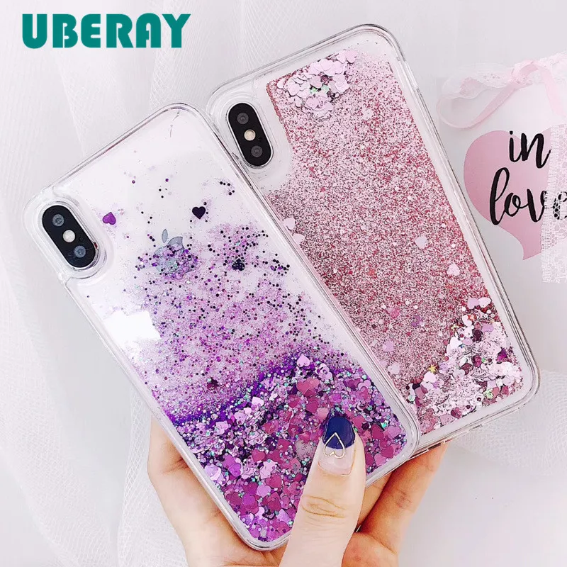 Чехол UBERAY с зыбучим песком и сердечком Note 9 чехол для Samsung Galaxy 8 S6 S6edge S7 S7edge S8 S9 Plus A8