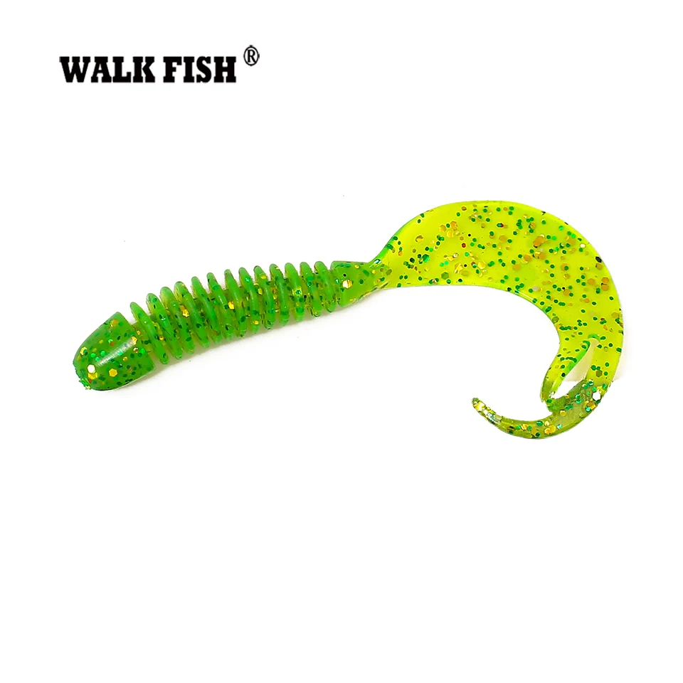 

Walk Fish 10Pcs/Lot 9.5cm 2.5g Curly Tail Soft Lure Silicon Soft maggot 10pcs/lot Afishlure Plastic bait Jigging Fishing 06