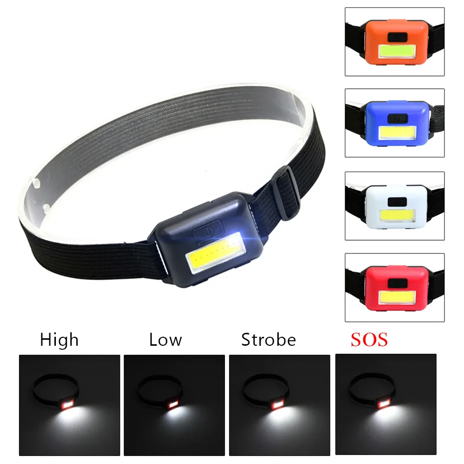 

Mini 4 Modes COB LED Headlamp Waterproof Outdoors Headlight Torch Emergency Lantern for Outdoor Activities AAA Battery Powered