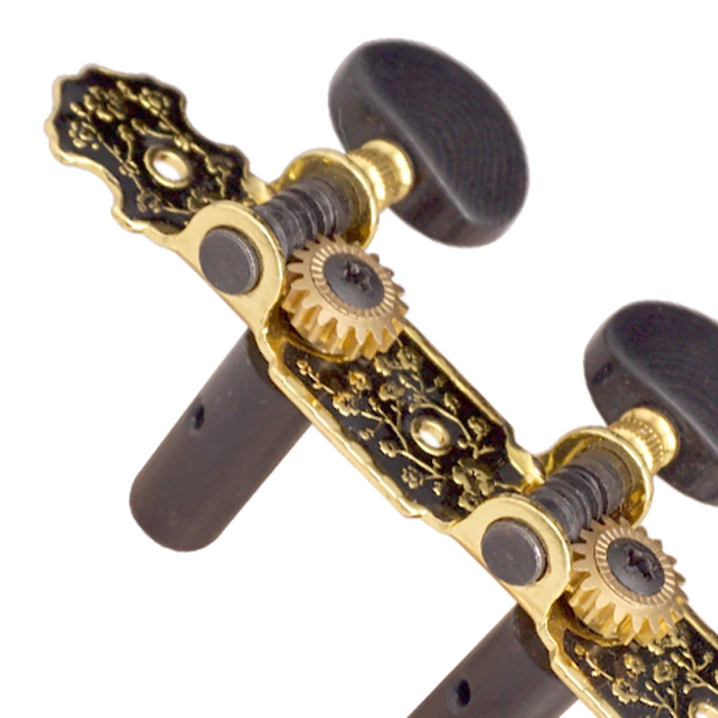 2pcs Gold&Black Plate Classical Guitar Strings Tuning Pegs Keys Tuners Musical Stringed Instruments for Classical Guitars Parts