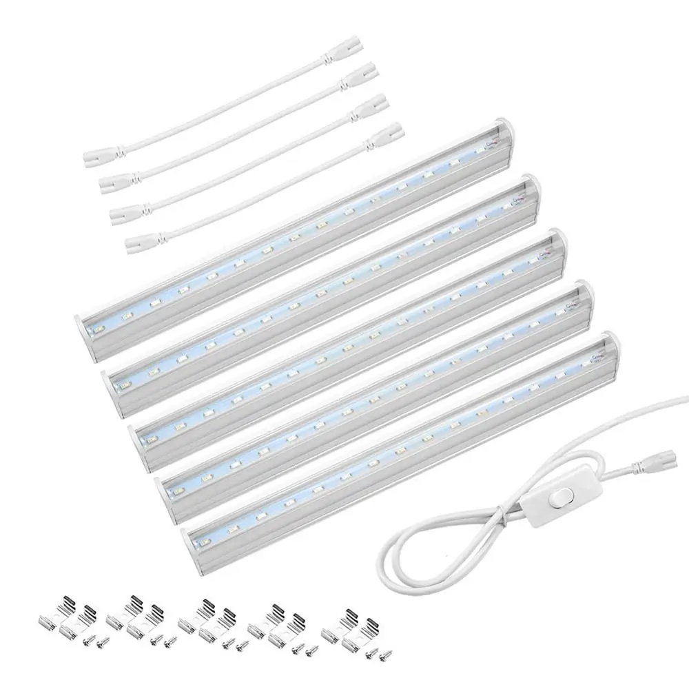 110V 220V LED Tube bulb Full Spectrum LED Plant Grow light Indoor Greenhouse Seeding Flower Hydroponics grow lamp bar light - Emitting Color: 5xtube with switch