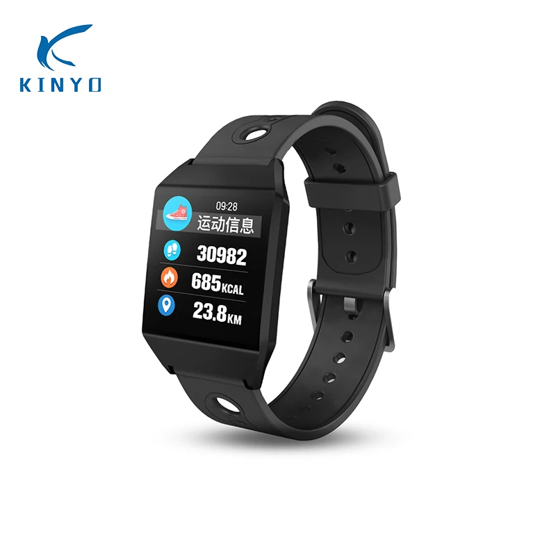 Черный Smartband водонепроницаемый браслет для мужчин и женщин сердечного ритма Фитнес браслет артериального давления цветной экран лучшие подарки для друзей - Цвет: Черный
