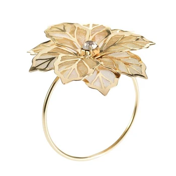 

12Pcs/Set Alloy Flower Design Napkin Rings Floral For Wedding Receptions Gifts Holiday Banquet Dinner Christmas Table Decorati