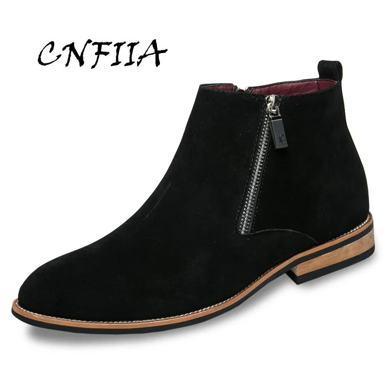 

CNFIIA Chelsea Boots Men Ankle Boots 2018 Autumn Fashion Black Brown Male Shoes Winter Shoes Men Zipper Fashion Walking Non Slip