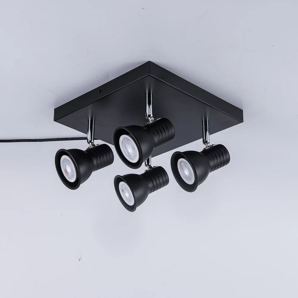 Cabeças de Ferro Rotatable para Casa Teto do Vintage Múltiplo Preto Luzes Teto Sala Estar Jantar Quarto Loft Nordic Lâmpadas 5 Led 11 Luzes de teto preta rotativas, múltiplas 5