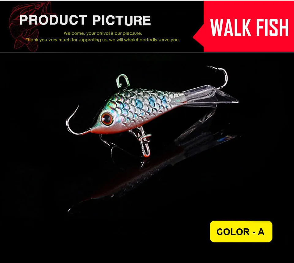 WALK FISH, 1 шт., приманка для подледной рыбалки, зимняя жесткая приманка, 50 мм, 7,3 г, балансир для рыболовных приманок, свинцовые рыболовные аксессуары