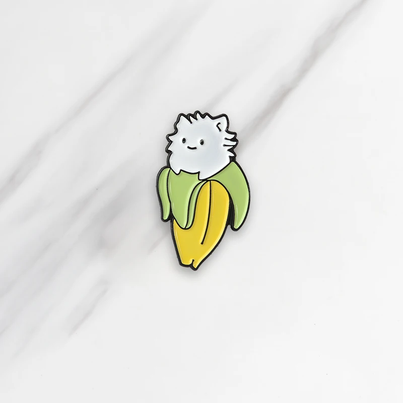 Broches banane en émail pour vêtements, chat de dessin animé, épingle à boutons pour vêtements, Badge mode mignon Kawaii Animal plante bijoux cadeau pour filles