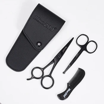 

4pcs/set Beard Mustache Scissors and Comb Set Kit for Men Care with Bag Professional Beard Tool