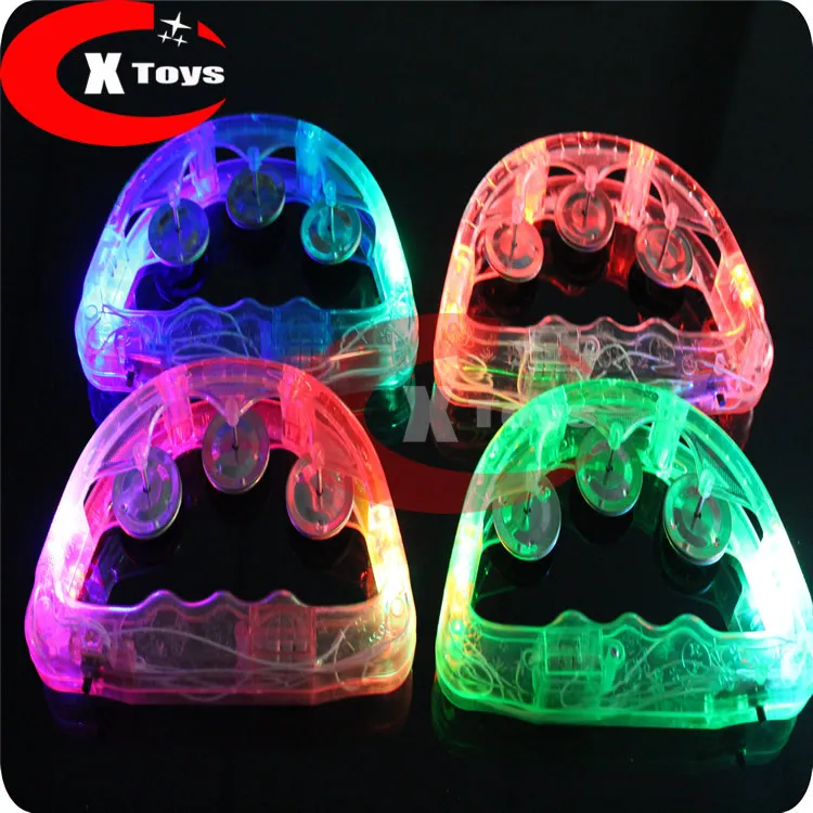 100 шт./лот цветные светодиодные мигающие детские погремушки ручной звонок бубен