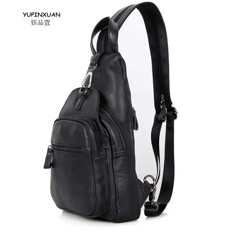 YUPINXUAN Cow Leather Chest Bags Unisex Multifunction Chest Packs ...