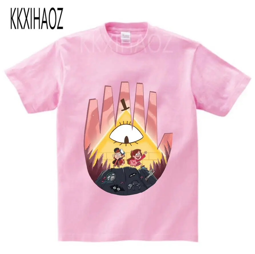 KKXIHAOZ/Детские топы для маленьких девочек, хлопковая футболка с короткими рукавами и рисунком Гравити Фолз, рубашка Enfant, Милая футболка с круглым вырезом для маленьких мальчиков, NN - Цвет: pink childreT-shirt