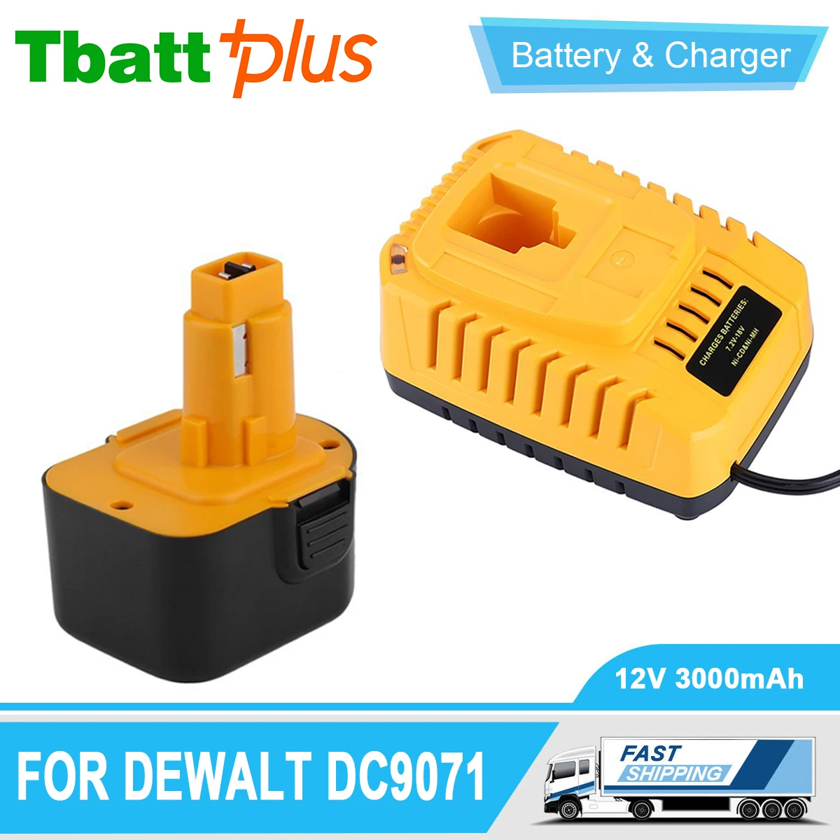 

12V XRP Battery Pack for DEWALT DC9071 DW9071 DW9072 DW953 & DC9310 Charger for DEWALT 7.2V-18V NiCd & NiMh Battery DC9091