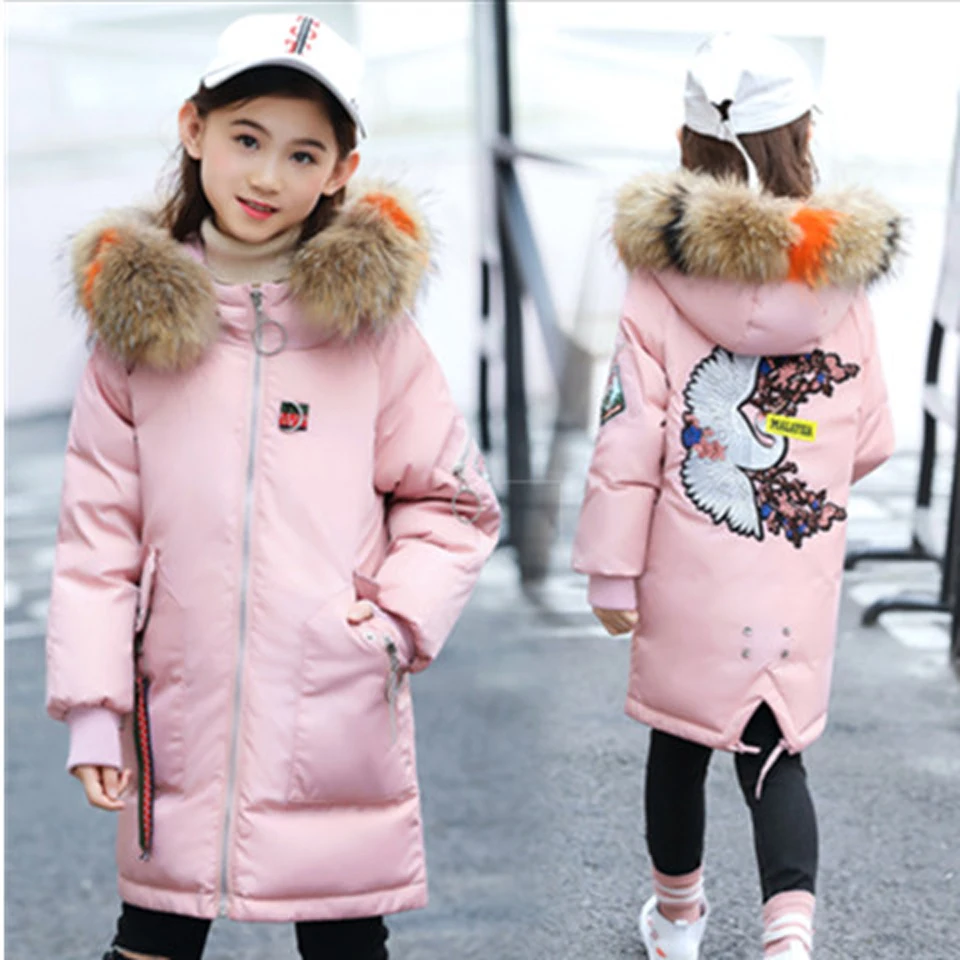 

2018 New Fashion Pattern Children Coat Winter Long Warm Girls Clothing Thicken Increase Down Jackets Girl Clothes Parka fur