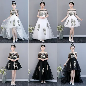 

Summer princess dress tutu dress girl wedding dress Catwalk piano performance small host evening dress trailing Birthday party