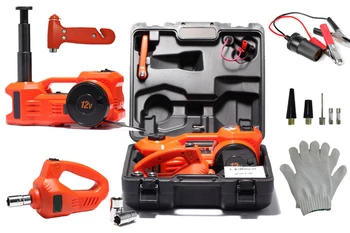 

free shipping auto 12volt auto tyre change tool kit electric jack and air pump
