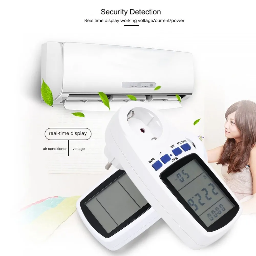 

230V 50Hz 16A EU Plug LCD Display Energy Meter Watt Volt Voltage Power Analyzer Automatic Electricity Monitor Analyzer Power